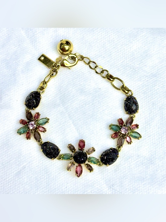 kate spade Jewelry - Kate Spade Goldtone Floral Crystal motif Bracelet